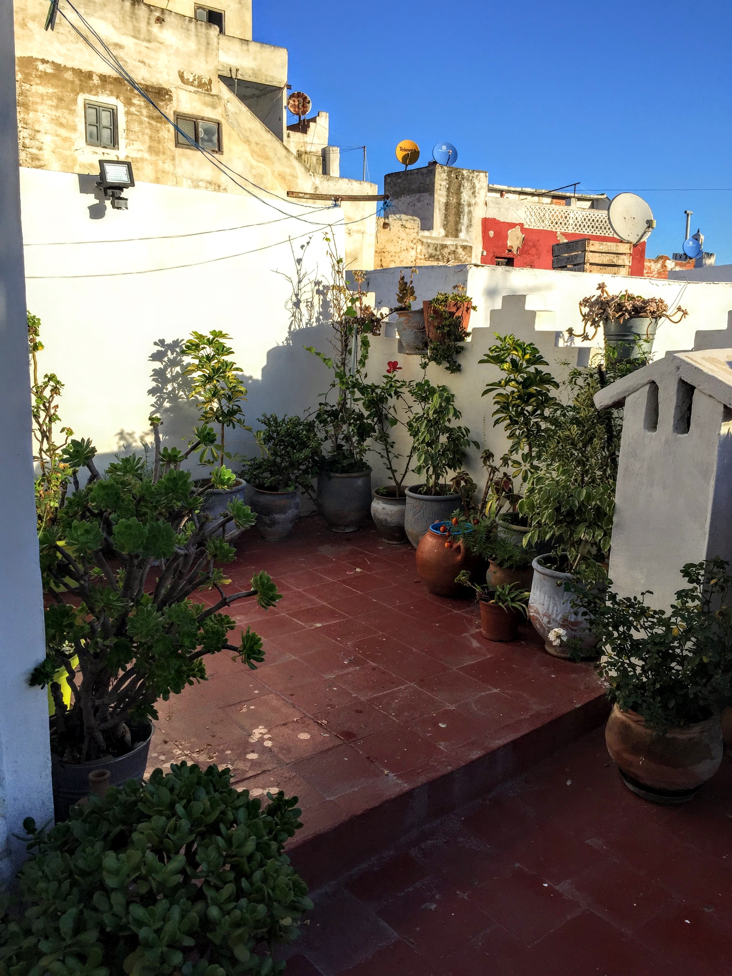 Une cour intérieure de riad marocain.